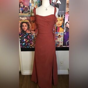 Azazie Terracotta Maxi Dress with Straps